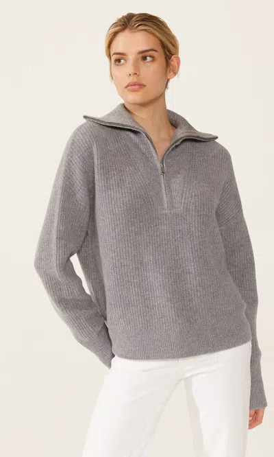 Italic Sophia Chunky Cashmere Quarter Zip Pullover In Gray