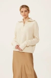 Italic Sophia Chunky Cashmere Quarter Zip Pullover In Ivory