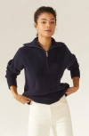 Italic Sophia Chunky Cashmere Quarter Zip Pullover In Navy