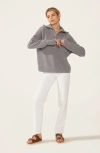 Italic Sophia Chunky Cashmere Quarter Zip Pullover In Pebble Grey