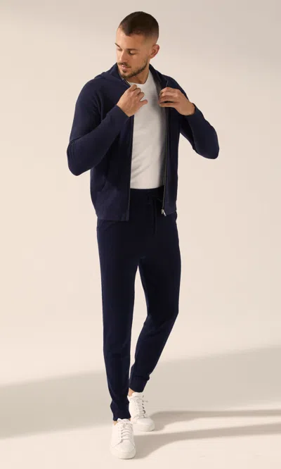 Italic Tyler Cashmere Zip Hoodie In Blue