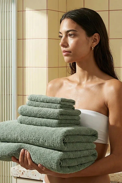 Italic Ultraplush Australian Cotton 12-piece Towel Set In Sage At Urban Outfitters In Green