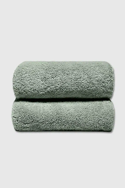 Italic Ultraplush Australian Cotton Bath Towel Set In Sage At Urban Outfitters In Green