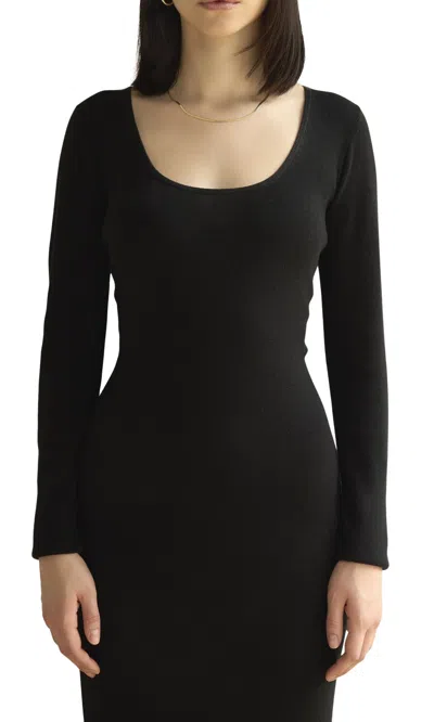 Italic Yvette Featherlight Long Sleeve Dress In Black