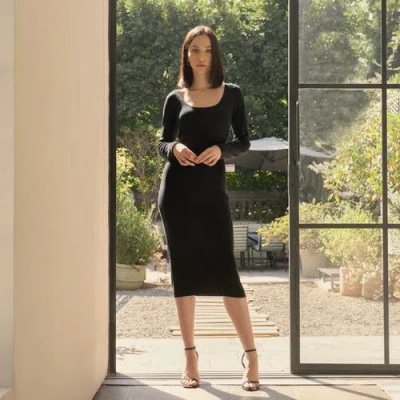 Italic Yvette Featherlight Long Sleeve Dress In Black