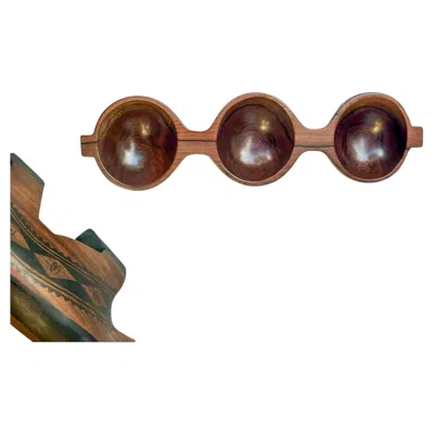 Pre-owned Italma Wood Art Jean Gillon Serving Bowl Model 407, Solid Wood, Three Cavities, 1960s In Brown