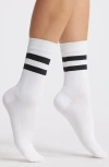Item M6 Ribbed Compression Crew Socks In White/ Black