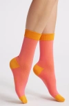 Item M6 Two Tone Rib Compression Crew Socks In Pink