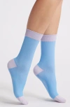 Item M6 Two Tone Rib Compression Crew Socks In White