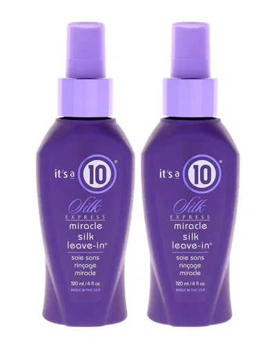 It's A 10 Unisex 4oz Silk Express Miracle Silk Leave-in Conditioner - Pack Of 2 In Purple