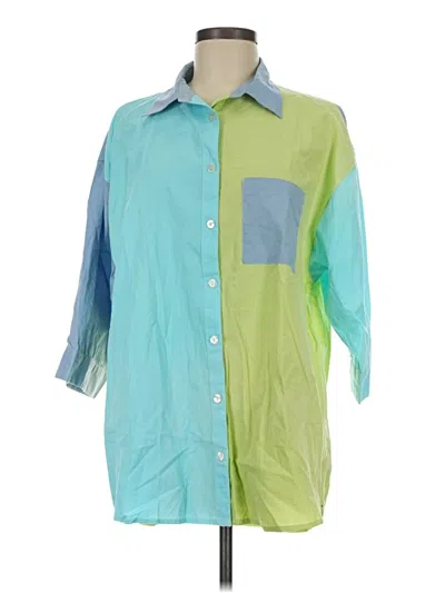 Pre-owned It's Now Cool 3/4 Sleeve Button Down Shirt In Green
