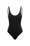 It's Now Cool Backless Duo One Piece Black And White Contrast In Black