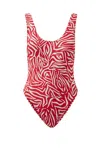 It's Now Cool Cheeky One Piece Swimsuit In Red Zebra Print In Red