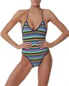 It's Now Cool Crochet Tie One Piece In Blue In Multi