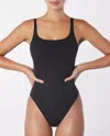 It's Now Cool Designer Black One Piece Swimsuit | Low Back Bathing Suit | Square Neckline With Adjustable Straps F In Black