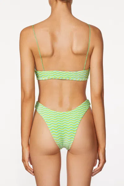 It's Now Cool High Leg Bikini Bottoms In Green/yellow