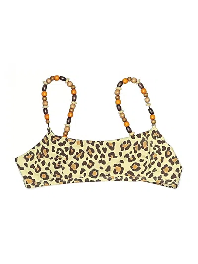 Pre-owned It's Now Cool Swimsuit Top Yellow Animal Print Pattern Swimwear