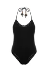 It's Now Cool The Crochet Halter One Piece Palm Beach In Black