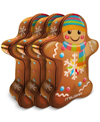 It'sugar 3 Pack Holiday Gingerbread Man Cookie Tin In Transparent