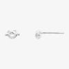 Itsy Bitsy Sterling Silver 4mm Knot Stud Earrings In Metallic