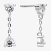 Itsy Bitsy Womens Cubic Zirconia Sterling Silver Drop Earrings In Metallic