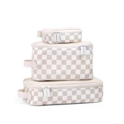 Itzy Ritzy Women's Pack Like A Boss Packing Cubes In Taupe Checkerboard In Brown