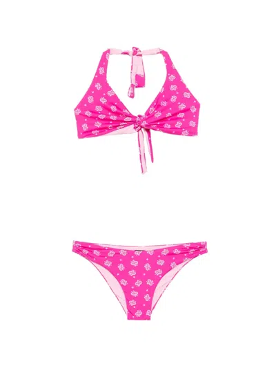 Iu Rita Mennoia Knotted Paisley Print Bikini In Pink