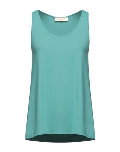 Iu Rita Mennoia Woman Tank Top Turquoise Size L Polyamide, Elastane In Blue
