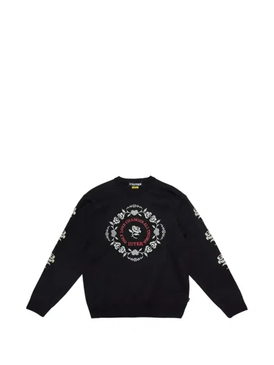 Iuter Floral-embroidered Sweater In Black