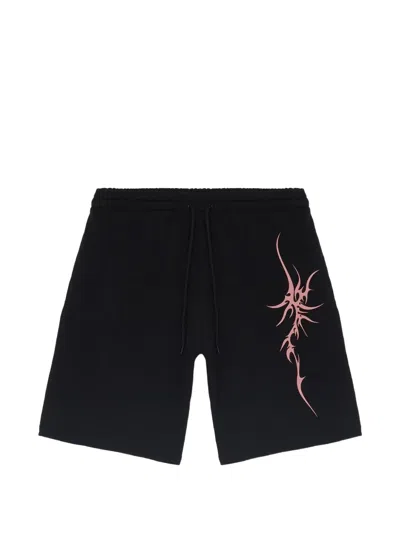 Iuter Graphic-detail Drawstring Cotton Shorts In Black