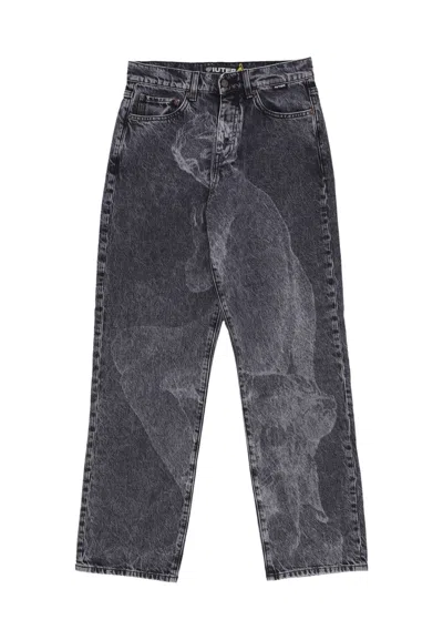 Iuter Jeans Man Ninph Loose Denim Pants Dark Grey In Gray