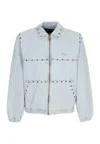 Iuter Jeans Man Rivets Harrington Denim Jacket Light Blue