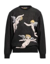Iuter Man Sweater Black Size Xl Acrylic, Cotton In Black