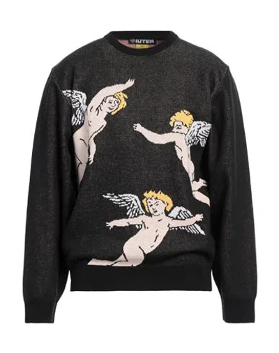 Iuter Man Sweater Black Size Xl Acrylic, Cotton