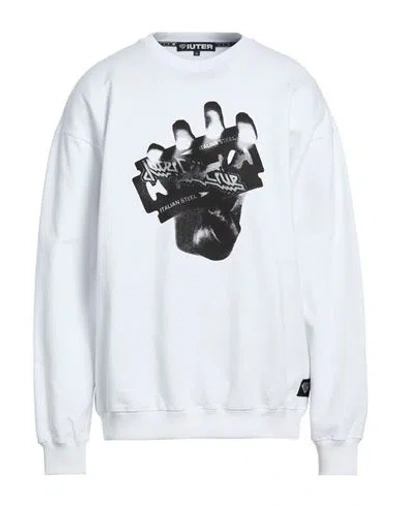 Iuter Man Sweatshirt White Size Xl Cotton In Multi