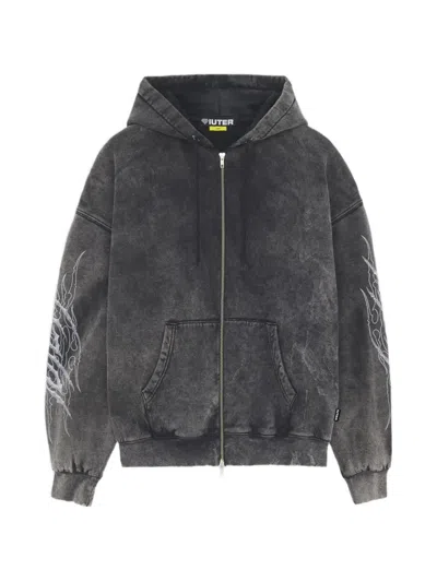 Iuter Marble-effect Zip-up Hoodie In Gray