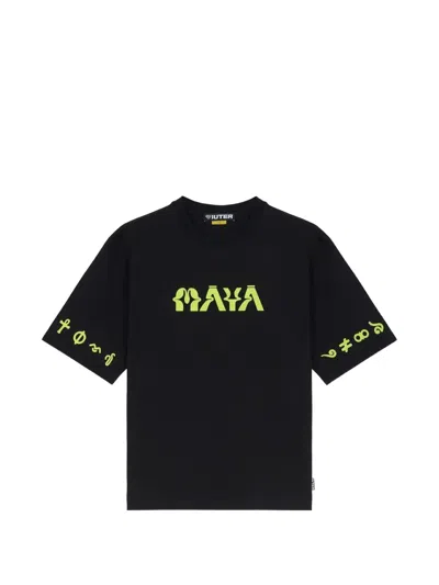 Iuter Maya Print-details T-shirt In Black