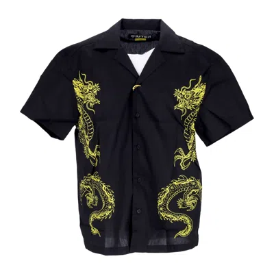 Iuter Men's Short Sleeve Shirt Dragon Shirt Black