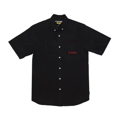 Iuter Men's Short Sleeve Shirt Grid Shirt Black