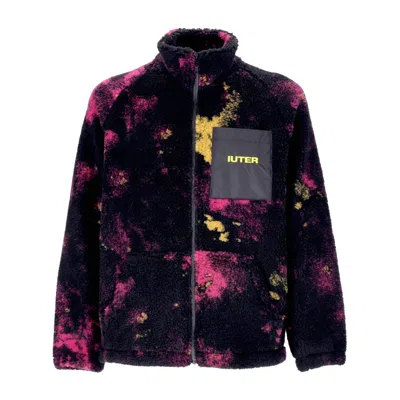 Iuter Men's Tie Dye Fur Zip Neck Purple Teddy Bear