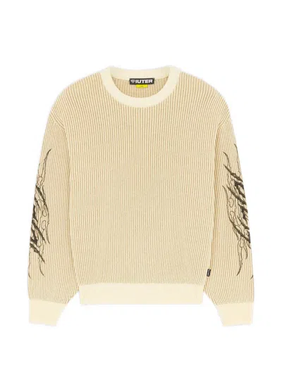 Iuter Ribbed-knit Graphic-print Sweater In Neutral