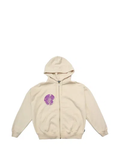 Iuter Time Flies Zip Skull-print Hoodie In Neutral