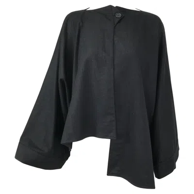 Pre-owned Ivan Grundahl Black Wool Kimono Sleeve Asymmetrical Hem Jacket
