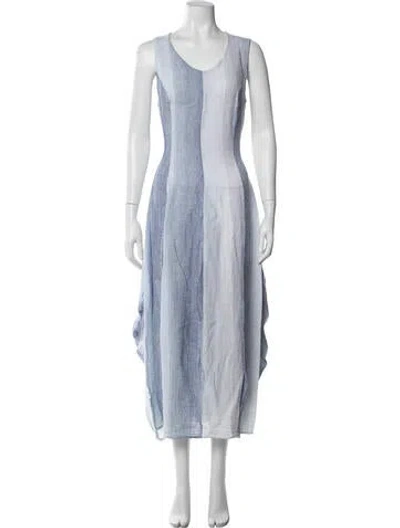 Pre-owned Ivan Grundahl Linen Long Dress In Blue