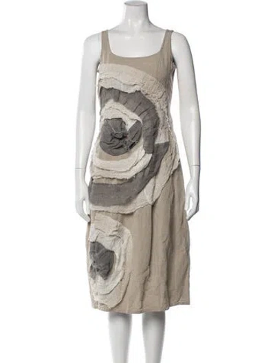 Pre-owned Ivan Grundahl Linen Midi Length Dress In Neutral