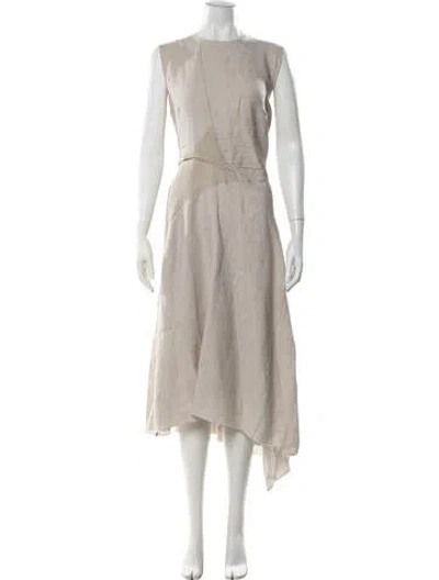 Pre-owned Ivan Grundahl Linen Midi Length Dress In Neutrals