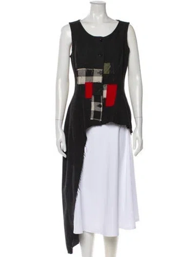 Pre-owned Ivan Grundahl Plaid Print Crew Neck Top In Black