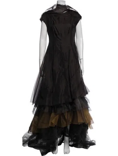Pre-owned Ivan Grundahl Silk Long Dress In Black