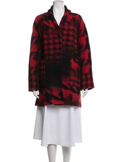Pre-owned Ivan Grundahl Virgin Wool Patterned Coat In Red