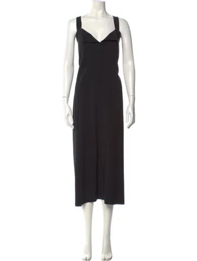 Pre-owned Ivan Grundahl V-neck Long Dress In Black